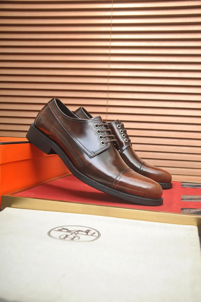 Men's shoes💰540💶[HERMES] (cowhide lining)🍀Italian top luxury🍀He does not pursue novel styles and gorgeous colors, but attracts the favor of successful men with his flawless, elegant and classic style. Formal leather shoes This very comfortable, simple and stable style allows you to easily match any style! The pattern is absolutely 1:1 refined from the original case, and we strive for excellence in materials, imported cowhide + cowhide lining💪💪💪extraordinary texture👍! .Code number: 39-45 (45 customized)